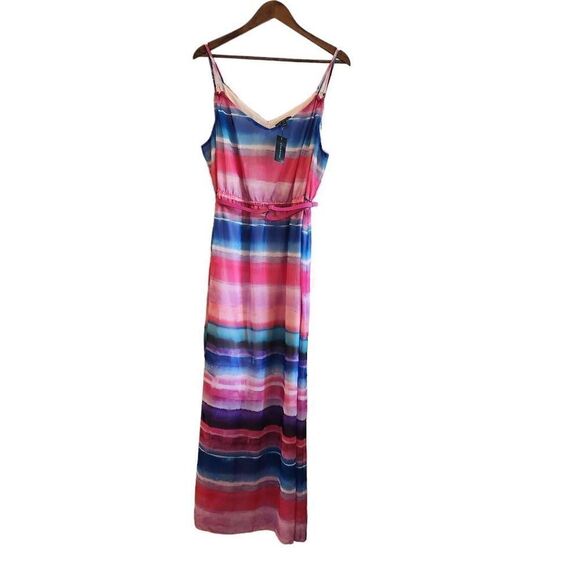 Lane Bryant Striped Chiffon Maxi Dress Plis Size 18/20 - Picture 1 of 6